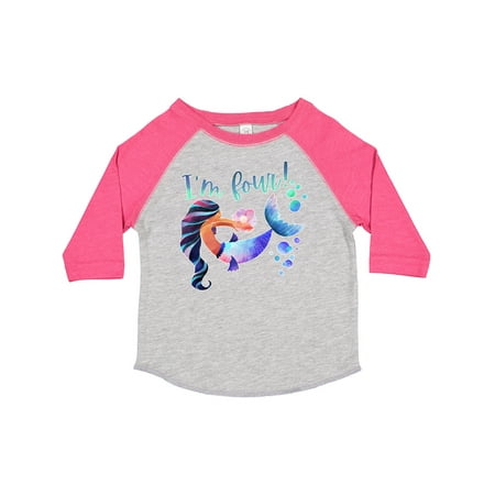 

Inktastic I m Four! 4th Birthday Pink and Blue Mermaid Gift Toddler Boy or Toddler Girl T-Shirt