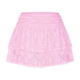 thumbnail image 2 of Women's Lace Mini Skirt Y2K Floral Lace Elastic Waist Layered Ruffled A-Line Short Skirt Elegant Flared Design Lightweight Comfortable Summer Skirts, 2 of 5