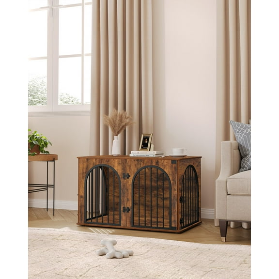 39.4" Dog Crate Furniture, Dog Kennel Indoor Arched Door Design for Small/Medium/Large Dog