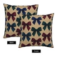 thumbnail image 4 of Multi-Size Linen Sofa Pillow Cover Invisible Zipper Open And Close Strong Use For Sofa Chair Garden Sofa Car Sophisticated Velvet Jewel Tone Ribbon Bow Pattern 20"X20", 4 of 8
