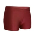 thumbnail image 2 of JanJean Girls V Cross Waist Short Leggings Bike Dance Tumbling Athletic Gymnastics Shorts Activewear Burgundy 16, 2 of 6