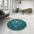 thumbnail image 3 of Ahgly Company Indoor Round Patterned Dark Turquoise Green Area Rugs, 8' Round, 3 of 6