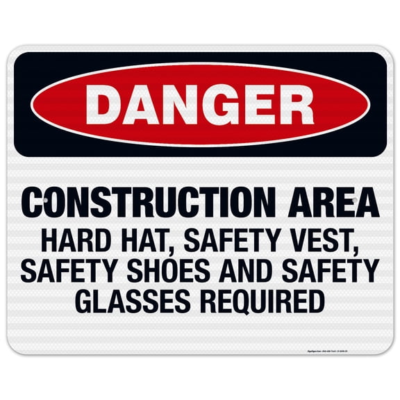 Construction Area Sign, OSHA Danger Sign, 24x30 Reflective Aluminum EGP