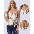 thumbnail image 2 of DARING DIVA Women's Floral Sleeveless Tie Waist Peplum Tank Top S White Green, 2 of 6
