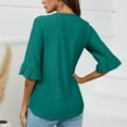 thumbnail image 5 of Itsame Womens Tops, V-Neck Casual Split Flare Sleeves Loose Comfy Blouses Green 2XL, 5 of 5
