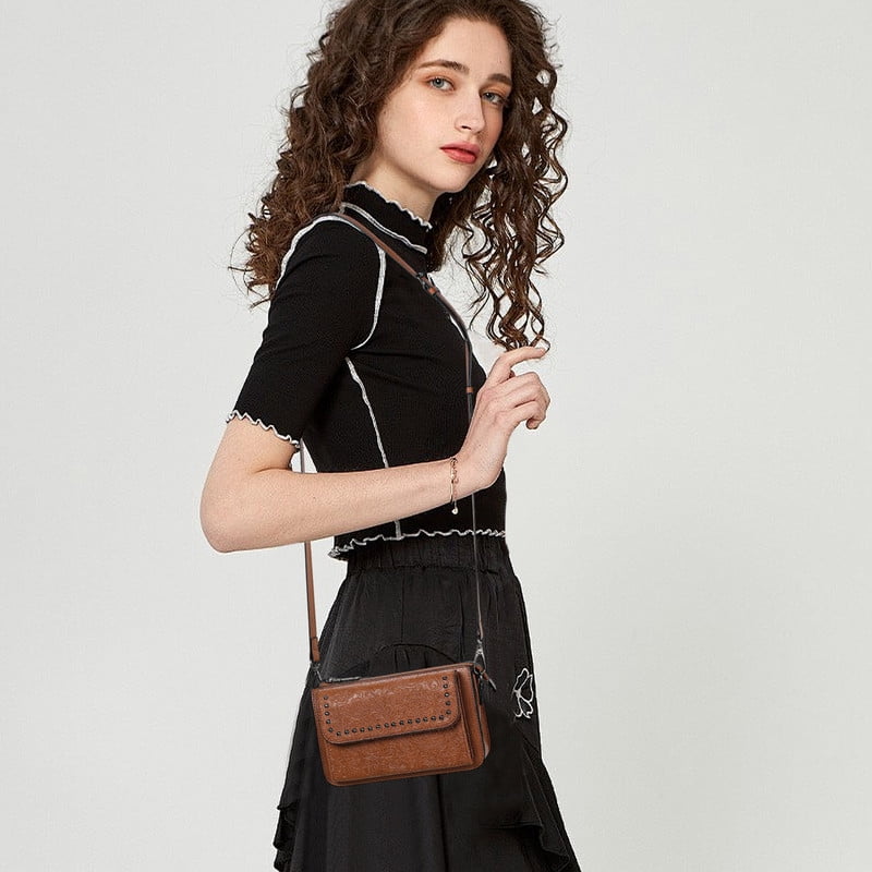FALAN MULE Small Crossbody Bags for Women Vegan Leather Cell Phone Purse with Adjustable Strap