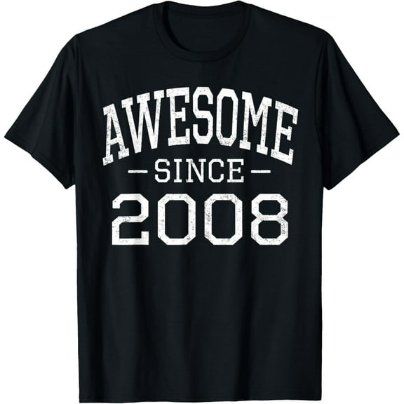 Velto Awesome Since 2008 Vintage Style Born in 2008 Birth Year T-Shirt All Size S-5XL