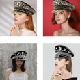 thumbnail image 4 of Sombrero de capitán con tachuelas de cristal, gorro nupcial de lentejuelas, gorro de novia para fiesta de boda, moda, 4 of 4