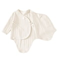 thumbnail image 3 of Jalioing Newborn Cotton Rompers Soft Comfortable Tie Side Bodysuit Solid Color Long Sleeve Romper for Baby Boy Girl, 3 of 6
