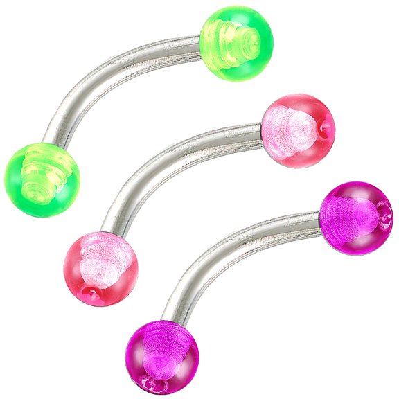 Plain See Through Eyebrow Ring UV Acrylic 16G (1.2mm) (Blue) B/4/4