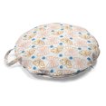 thumbnail image 1 of Pastel Round Floor Cushion with Handle, Spring Pattern Image of Ornamental Butterfly Silhouettes and Flowers, Pillow for Living Room & Dorms, 18" Round, Off White and Multicolor, by Ambesonne, 1 of 4