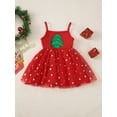 thumbnail image 2 of aturustex Toddler Girls Christmas Party Costume for Baby 6M-3T Infant Santa Cami Dress Puffy Mesh Star Sequins Hem Sleeveless A-line Dress Square Neck Little Girl Fashion Casual Cute Clothes, 2 of 7