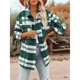 thumbnail image 4 of Chaqueta de Franela A Cuadros para Mujer, Ideal para Otoño Camisa de Larga con Botones y Bolsillos Laterales Verde L, 4 of 7
