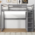thumbnail image 5 of Harper & Bright Designs Full Loft Bed with Wardrobe and LED Lights, Wood Loft Bed Frame with Storage Shelves and Bookcase, Gray, 5 of 12