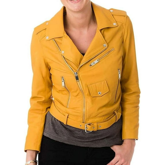 NEW HOT Women Lambskin Real Leather Jacket Motorcycle Quilted Slim Fit Coat W002