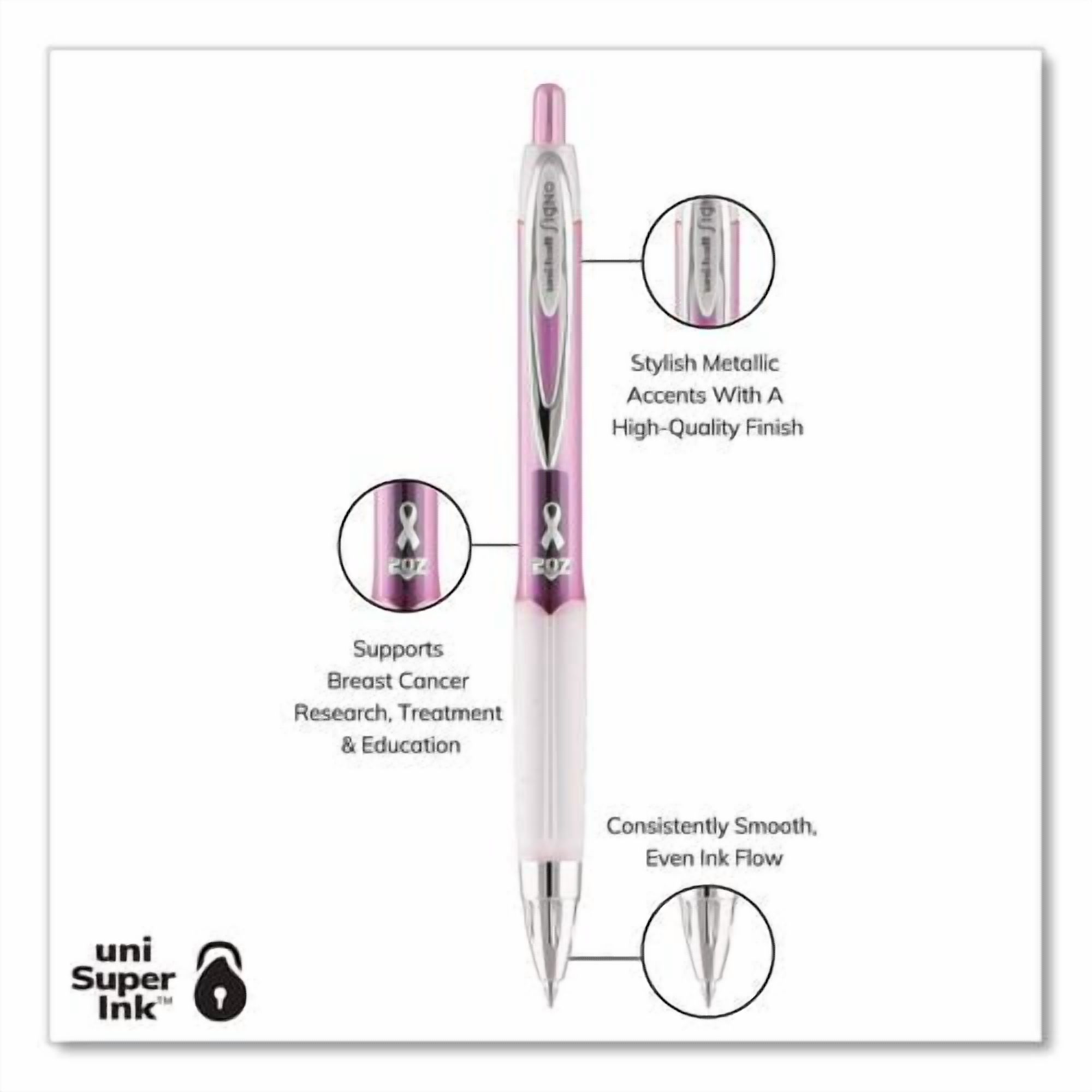 Signo 207 City of Hope Edition Gel Pen, Retractable, Medium 0.7 mm, Black Ink, Translucent Pink/Whit | Bundle of 2