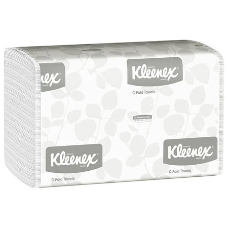 Kleenex C Fold Paper Towels (01500), Absorbent, White, 16 Packs / Case, 150 C-Fold Towels / Pack, 2,400 Towels / Case, 2,400 c-fold towels per case (16 packs.., By KimberlyClark