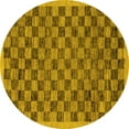 thumbnail image 1 of Ahgly Company Machine Washable Indoor Round Abstract Yellow Modern Area Rugs, 3' Round, 1 of 4