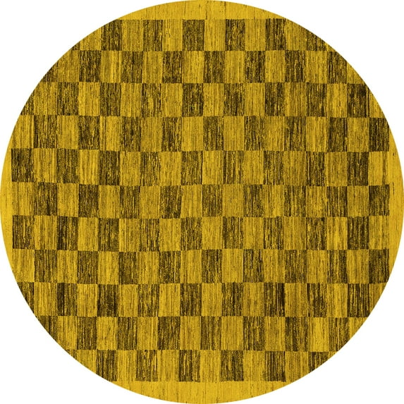 Ahgly Company Machine Washable Indoor Round Abstract Yellow Modern Area Rugs, 3' Round