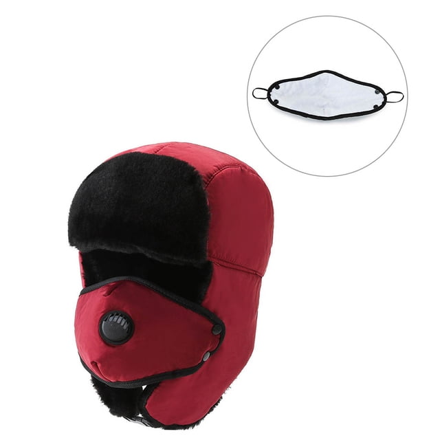 Qarigey Deportes al aire libre Gorra a prueba de viento Sombrero cálido Esquí Ciclismo Senderismo Gorra de invierno con cubierta facial Sombreros Rojo