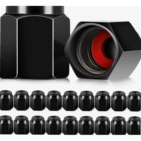 20 Pieces Tire Valve Caps Aluminum Valve Stem Caps in Hexagon Shape with Rubber O-Ring Seal Stem Covers Universal Fits for Car Truck Motorcycles Bike and Bicycle (Black)