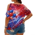 thumbnail image 5 of Trgacdwlo L-5XL Cold Shoulder Plus Size Summer Tops USA Flag 250 Anniversary USA Shirt Hide Belly Womens Tunic Tops for Leggings Red XXXL, 5 of 5