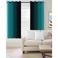thumbnail image 3 of Blackout Curtains for Bedroom, Teal Black Ombre Room Darkening Window Drapes for Living Room, Gradient Contemporary Abstract Art Thermal Insulated Grommet Curtains, 52x90 inch, 2 Panels, 3 of 9