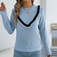 thumbnail image 6 of ClodeEU Women‘s Round Neck Knit Sweater,Knit Pullover Sweaters ,Fall Fashion Dressy Casual Basic Clothes Light Blue,Womens Plus S, 6 of 8