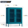 thumbnail image 3 of COFaR Metal Cabinet, Metal Storage Cabinets with 2 Mesh Doors and Adjustable Shelves, Locker Cabinet Storage for Coffee Bar TV Stand Bedroom Kitchen Buffet Sideboard Bookcase, Peacock Blue 40''H, 3 of 14
