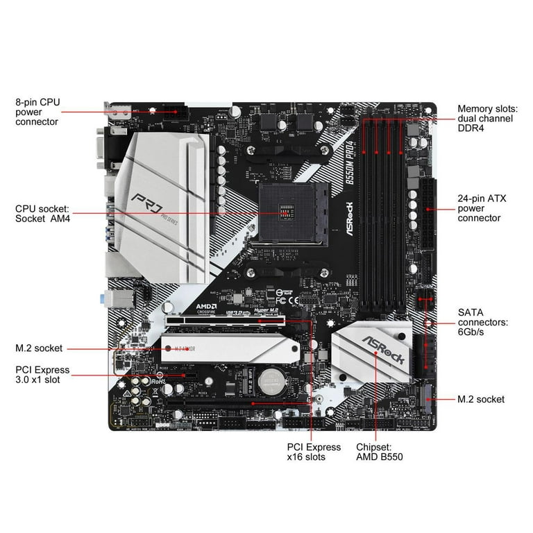 ASRock B550M PRO4 AM4 AMD B550 SATA 6Gb/s Micro ATX AMD ASRock B550M PRO4 AM4 AMD B550 SATA 6Gb/s Micro ATX AMD