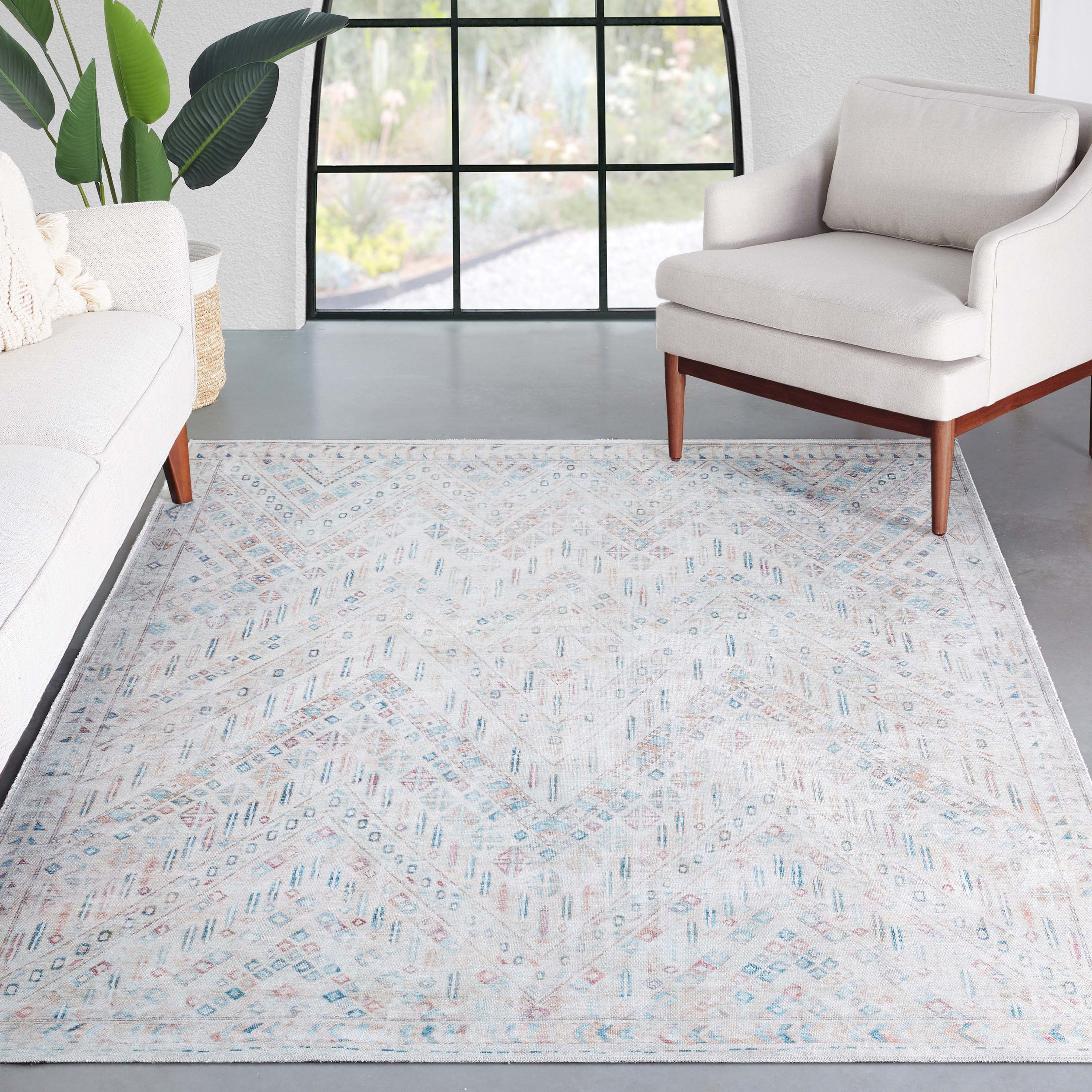 Well Woven Asha Anya Vintage Tribal Ivory 6' x 9' Machine Washable Area