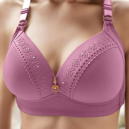 

CAICJ98 Lingerie for Women Women s Comfortable Breathable Bra Medium Cup Bra without Steel Rings for The Middle and Old Age (Purple 42)