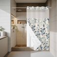 thumbnail image 4 of Farm Dark Blue Leaves No Hook Shower Curtain with Snap in Liner Country Style Plant Leaf Retro Linen Waterproof Bathroom Shower Curtain with See Through Top Window for Bathtub 36" x 72", 4 of 9