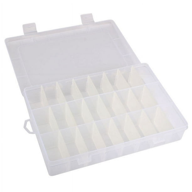 Xihbxyly Caja de Almacenamiento de Plástico con 24 Compartimentos, Organizador de Joyas y Aretes, Diseño Multifuncional, Plástico Duro, Naranja, Azul y Transparente, Kit de Pesca para Herramientas Pe