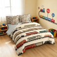 thumbnail image 2 of Erosebridal Train Twin Bedding, Steam Engine Bedding Comforter Set, White Pattern, Gray Reversible 7-Piece, 2 of 6