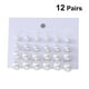 thumbnail image 2 of Paquete de 12 pares de pendientes de perlas geométricas para mujer, ligeros, con decoración de joyas, hipoalergénicos, de perlas sintéticas compuestas (blancos), 2 of 5