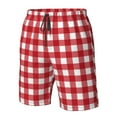thumbnail image 5 of Kdxio Red Checkboard Pattern Mens Casual Shorts - Drawstring Summer Beach Sports Shorts for Men, 5 of 9