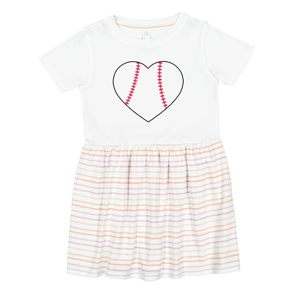 Inktastic Heart Shaped Baseball Girls Toddler Dress