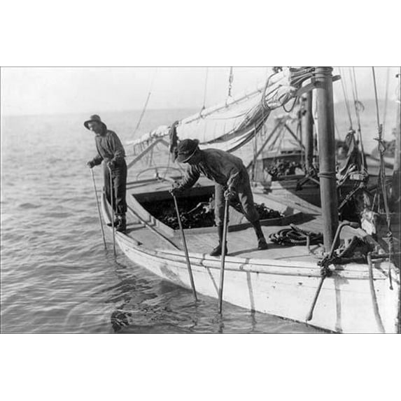 Fishing Oysters in Mobile Bay- Fine Art Canvas Print (20" x 30")