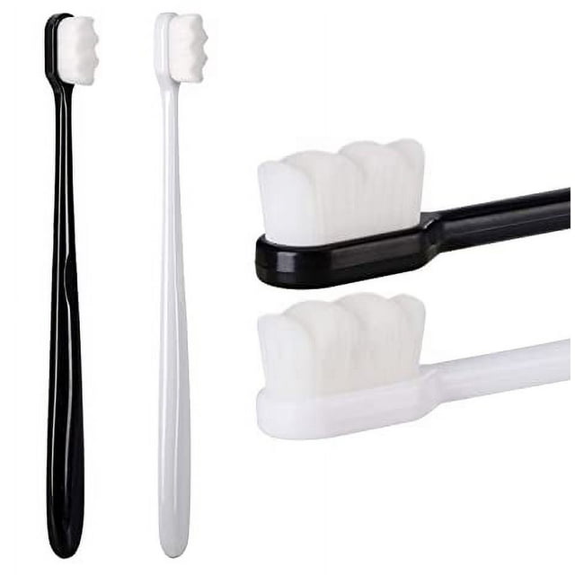 Cepillo de dientes extra suave, (paquete de 4) cepillos de dientes manuales micro nano para proteger las encías sensibles, negro/blanco oso de fresa Electrónica