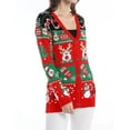 thumbnail image 5 of Women's Festive Christmas Cardigan Sweater Reindeer, Snowman, and Tree Design Perfect Holiday Wear, 5 of 5