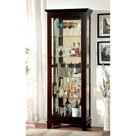 Furniture of America Gideon Contemporary Curio Cabinet, Dark Walnut