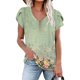 thumbnail image 1 of Fiudx Ofertas Del Día Blusa Informal de Manga Corta con Cuello En V y Estampado de Moda para Mujer, 1 of 4