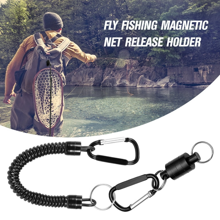 Owsoo Fly Fishing Magnetic Net Release Holder Fishing Lanyard Magnetic Keeper Magnet Clip Landing Net Connector, Men's, Size: 1 PC, Black