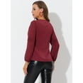 thumbnail image 4 of INSPIRE CHIC Chemisier en Mousseline pour Femme de Bureau Semi-Transparent Manches Longues Encolure Goutte d'Eau Blouse Élégante Haut Rouge Vin P, 4 of 5