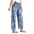 thumbnail image 1 of Pantalones Anchos con Estampado Floral para Mujer, Modernos, de Tiro Medio, Bohemios, Hasta el Tobillo, Bonitos. XL, 1 of 10