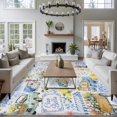 thumbnail image 4 of Coastal Summer Area Rug 5x7 Washable Rug Non Slip Blue Farmhouse Lemon Hats Car Floral Large Area Rug Soft Stainresistant Indoor Floor Carpet for Living Room Bedroom Home Office Dining Room Nursery, 4 of 9