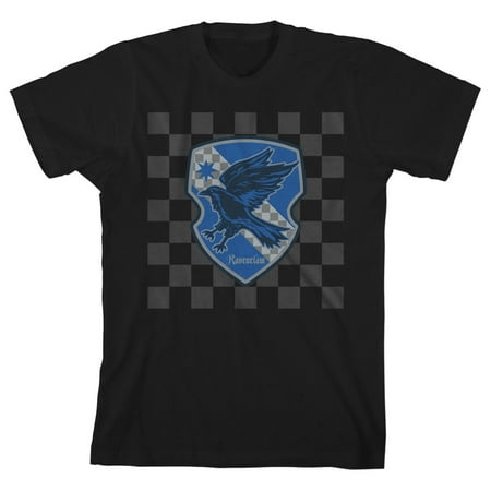 

Harry Potter Ravenclaw Shield on Checkered Background Toddler Boy s Black T-shirt-3T