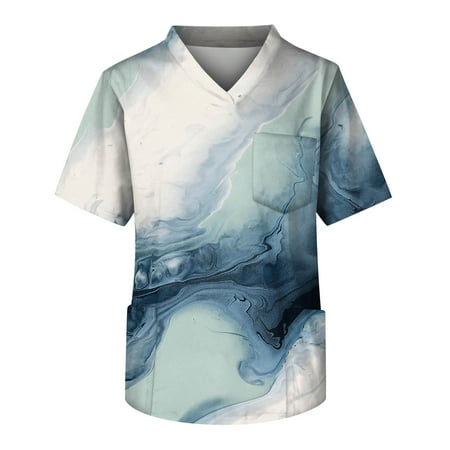 

Alrise Scrubs for Men V-Neck Short Sleeve Tops with Pockets White 4X-Large