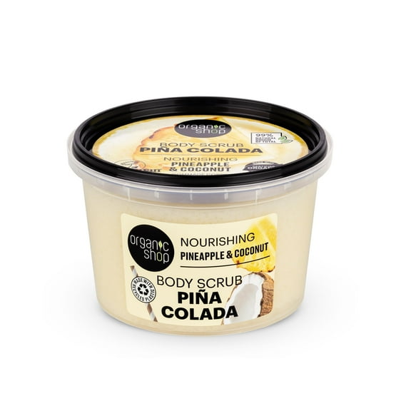 Organic Shop Coconut & Pineapple, Nourishing & Exfoliating Body Scrub, 100% Vegan & Organic, Daily Exfoliant, Detox & Moisturizer, Body, Face, Hand & Foot, Intensive Care & Skin Toning. 250ml.